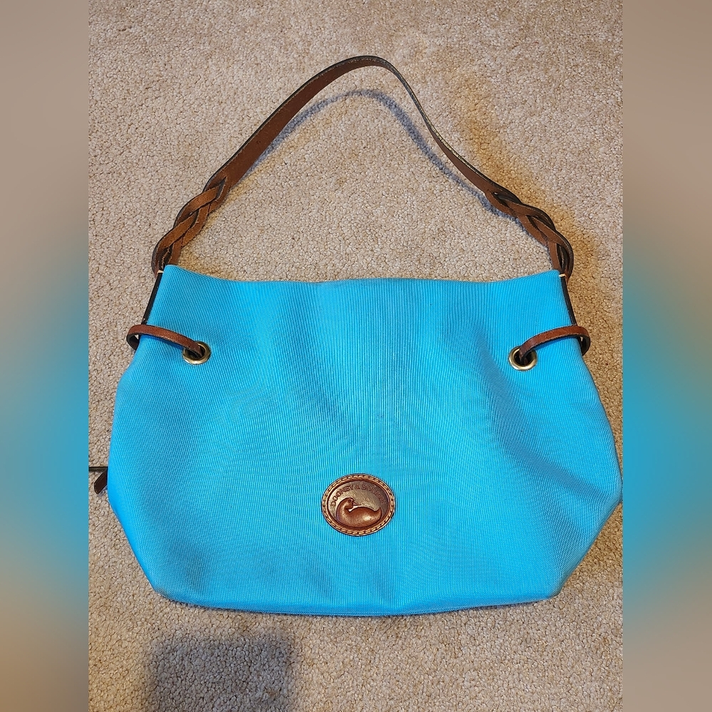Dooney & Bourke Blue Leather Trim Shoulder Bag